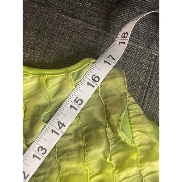 Only Nine Petite Sleeveless Ruffled Blouse Green Textured Striped Size S Top - Picture 7 of 9